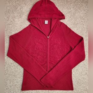 Anchor Blue Y2k Red Embroidered Zip Up Hoodie Jacket